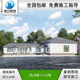 簡約一層別墅施工圖紙及效果圖_農村自建別墅設計,鼎川建筑