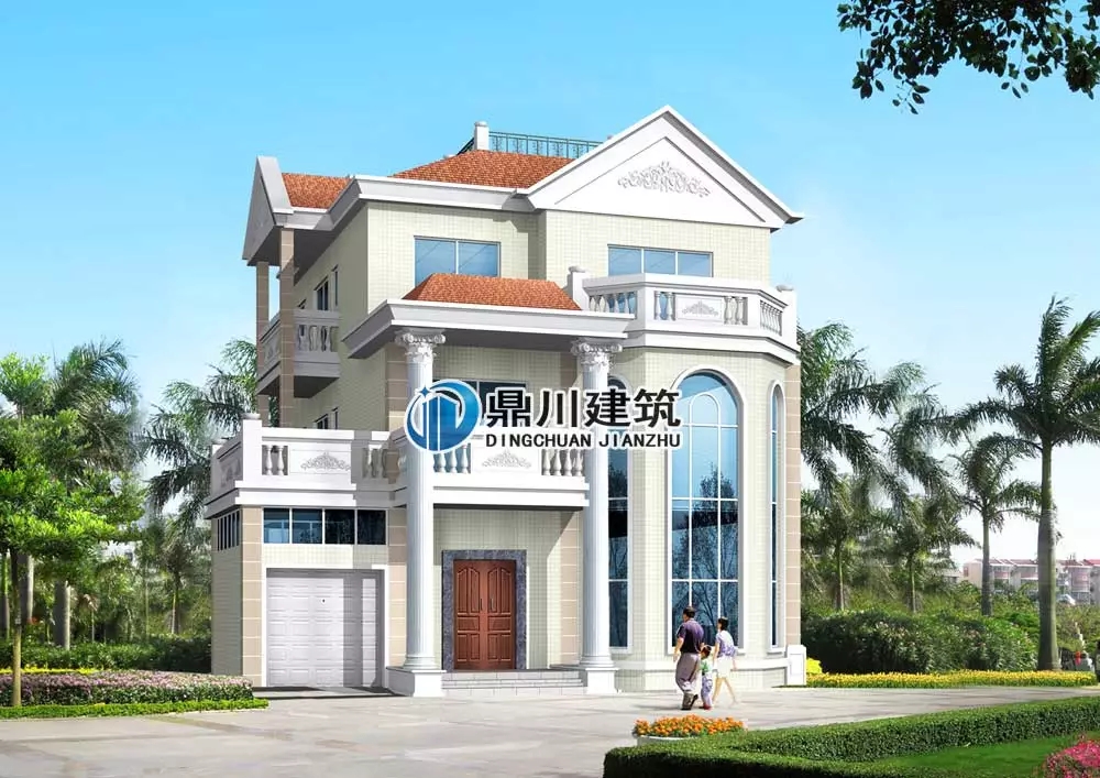 挑空客廳+旋轉(zhuǎn)樓梯，13×14三層優(yōu)雅大氣歐式別墅