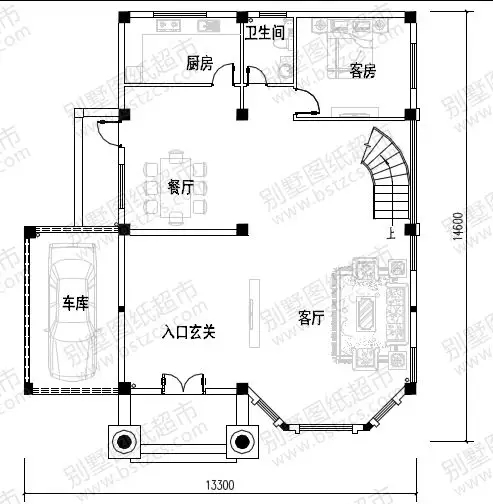 挑空客廳+旋轉(zhuǎn)樓梯，13×14三層優(yōu)雅大氣歐式別墅